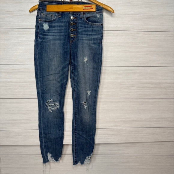 Joe's Jeans Denim - JOE'S JEANS Womens Size 26 Button Fly Distressed Skinny Jeans Medium Wash